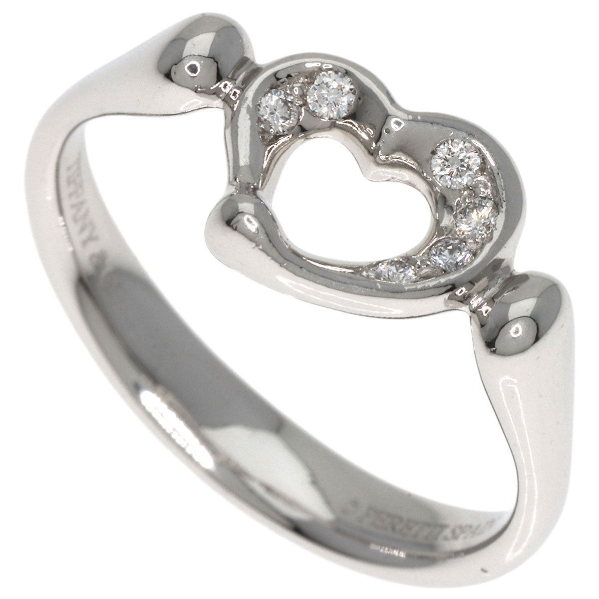 TIFFANY&Co.   Ring Open Heart Diamond Platinum PT950 Ladies