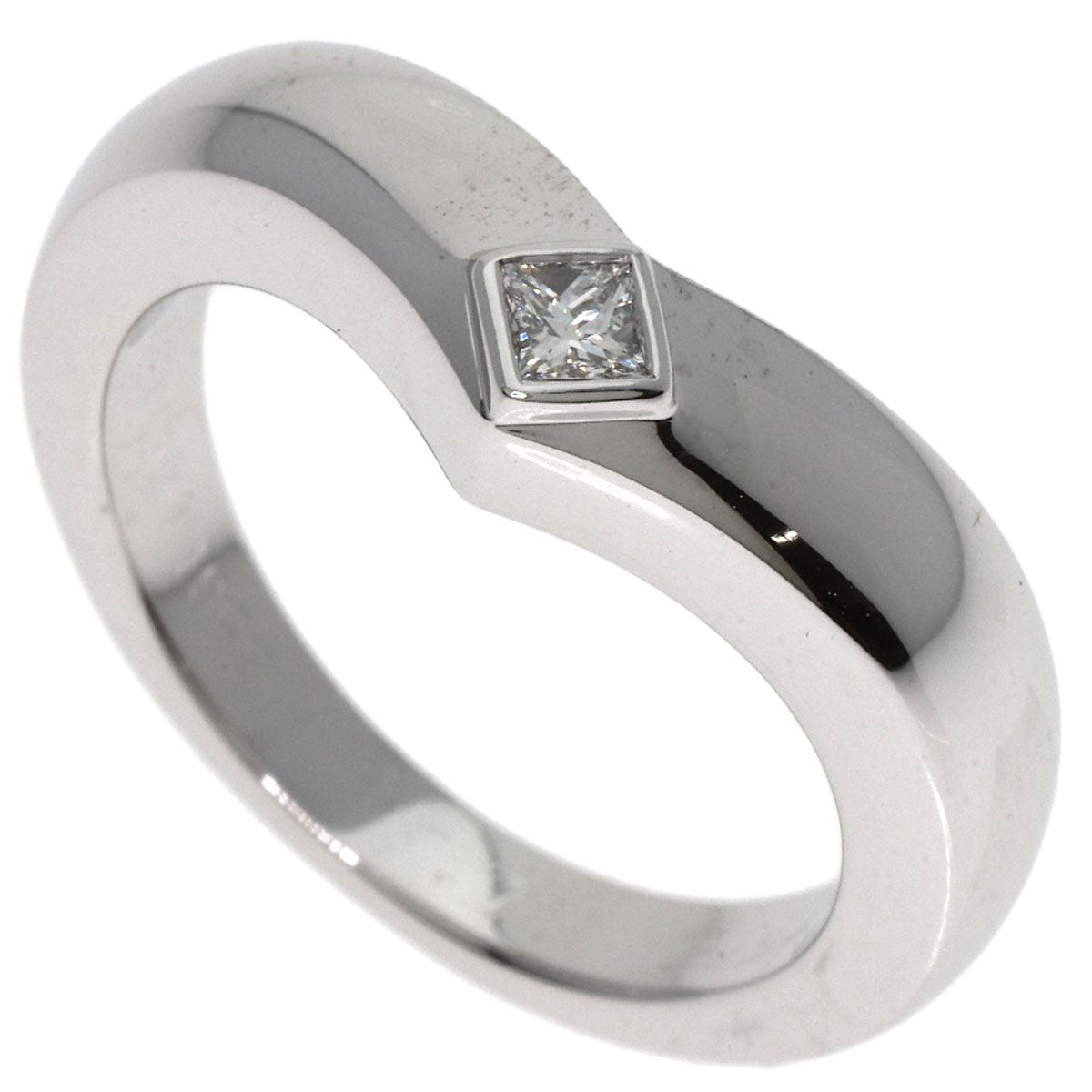 CARTIER   Ring Triandre 1P Diamond #52 K18 White Gold Ladies