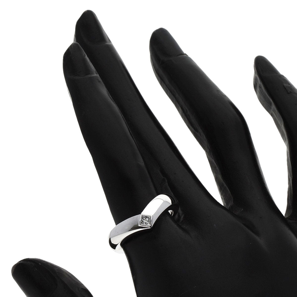 CARTIER   Ring Triandre 1P Diamond #52 K18 White Gold Ladies
