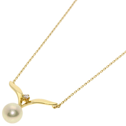 MIKIMOTO Akoya Pearl Pearl Diamond Necklace K18 Yellow Gold Ladies [Used]