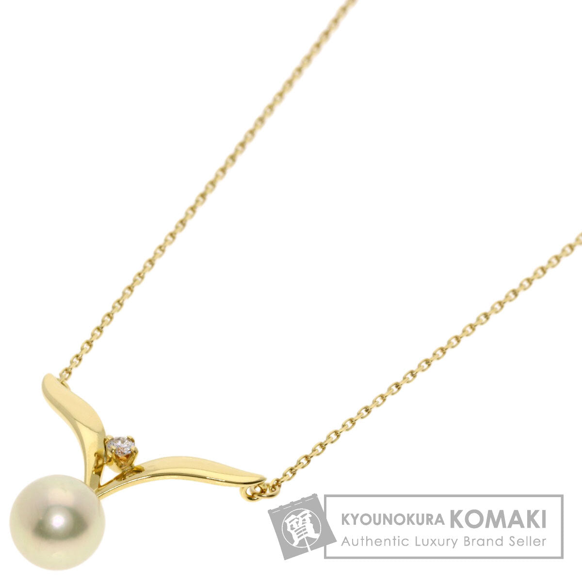 MIKIMOTO Akoya Pearl Pearl Diamond Necklace K18 Yellow Gold Ladies [Used]