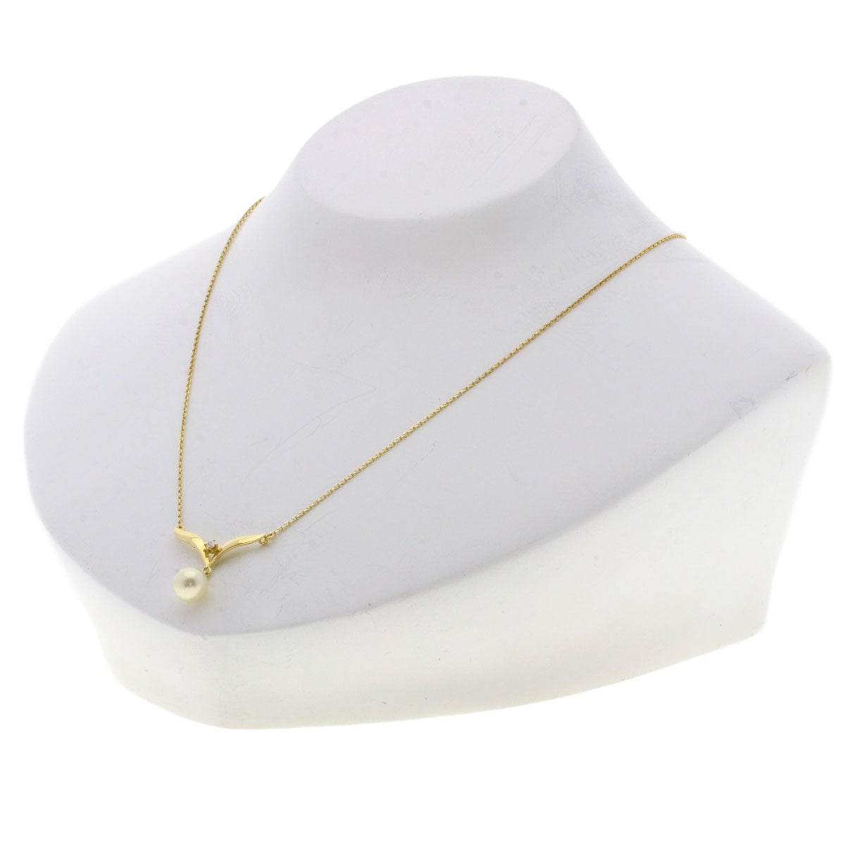 MIKIMOTO Akoya Pearl Pearl Diamond Necklace K18 Yellow Gold Ladies [Used]