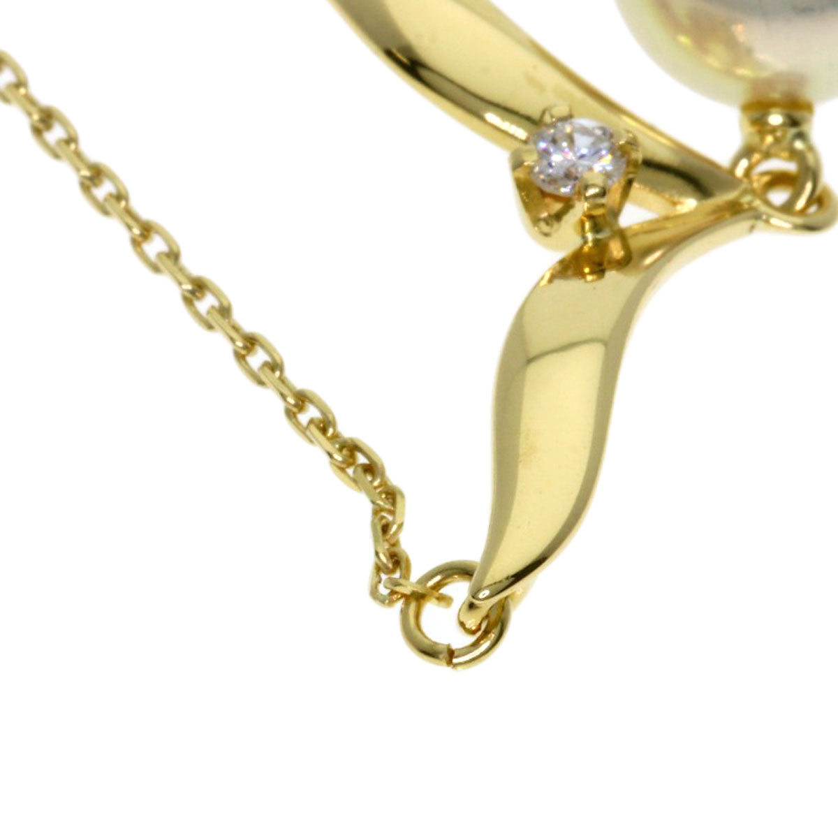 MIKIMOTO Akoya Pearl Pearl Diamond Necklace K18 Yellow Gold Ladies [Used]
