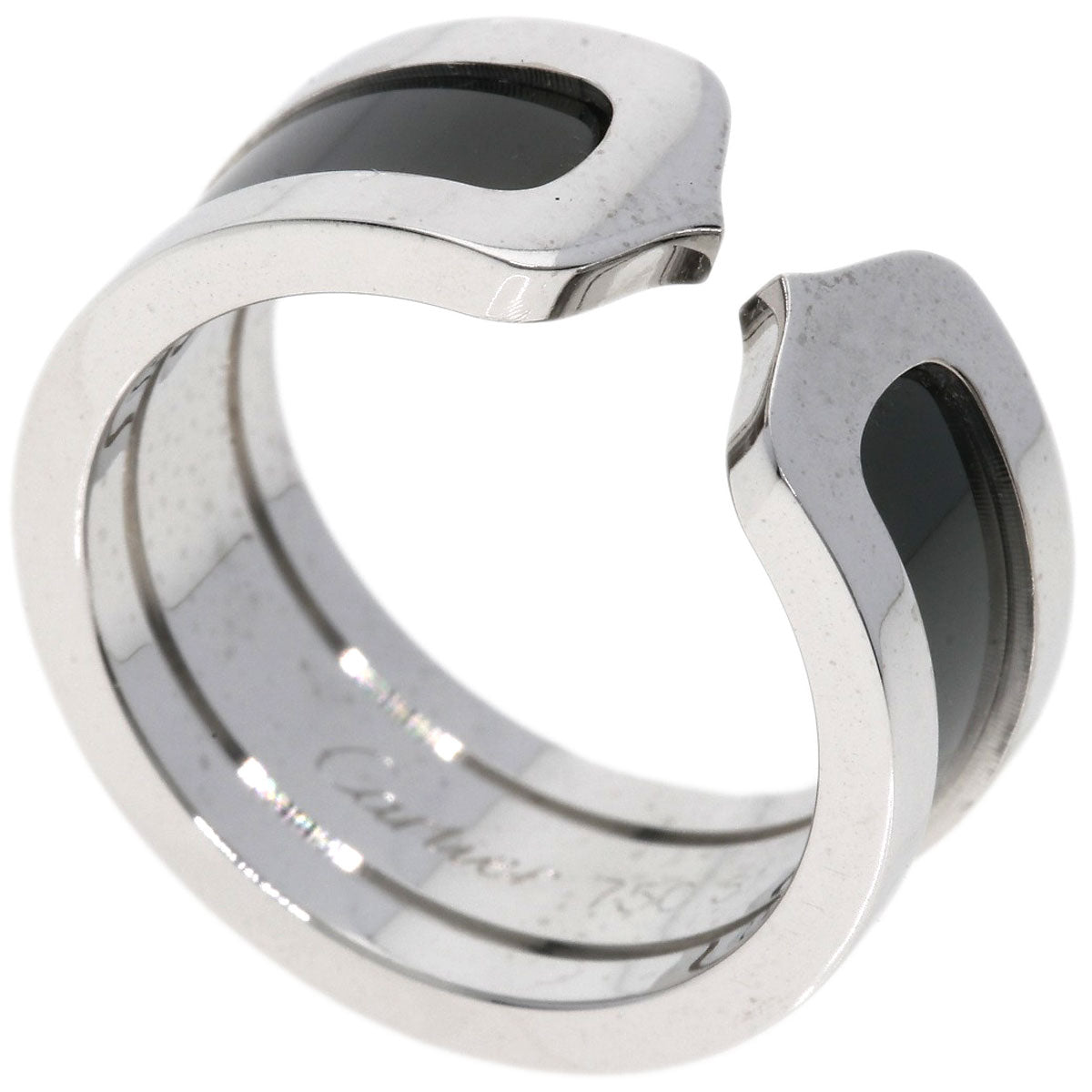 CARTIER   Ring C2 Black Lacquer #51 K18 White Gold Ladies