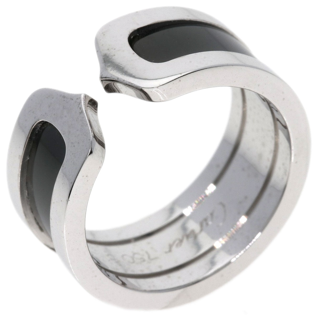 CARTIER   Ring C2 Black Lacquer #51 K18 White Gold Ladies