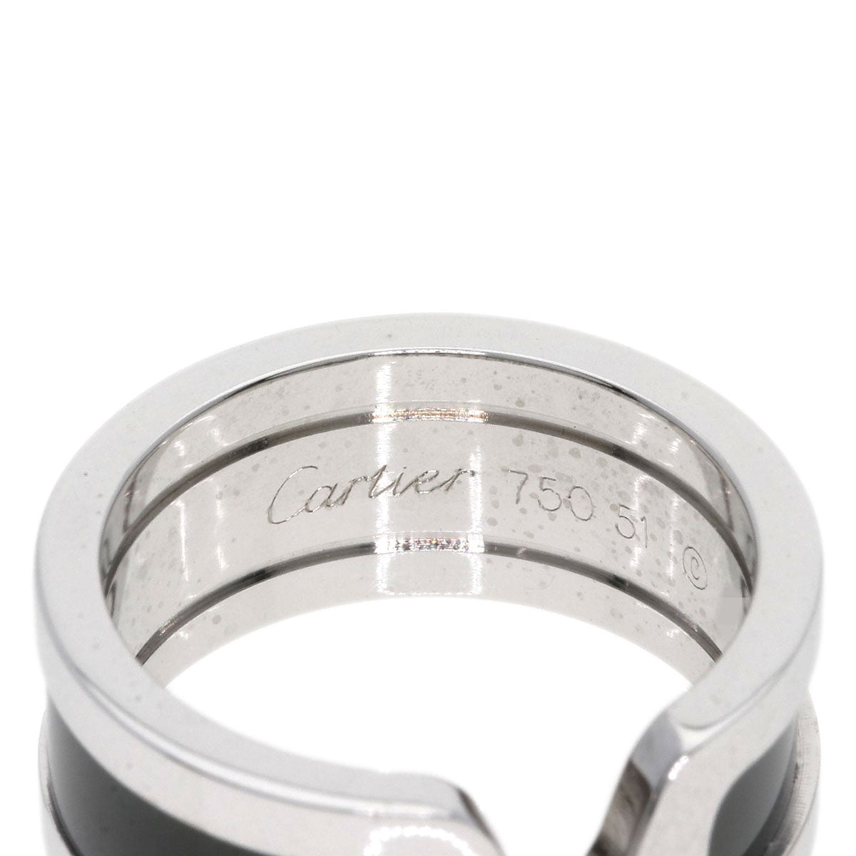 CARTIER   Ring C2 Black Lacquer #51 K18 White Gold Ladies