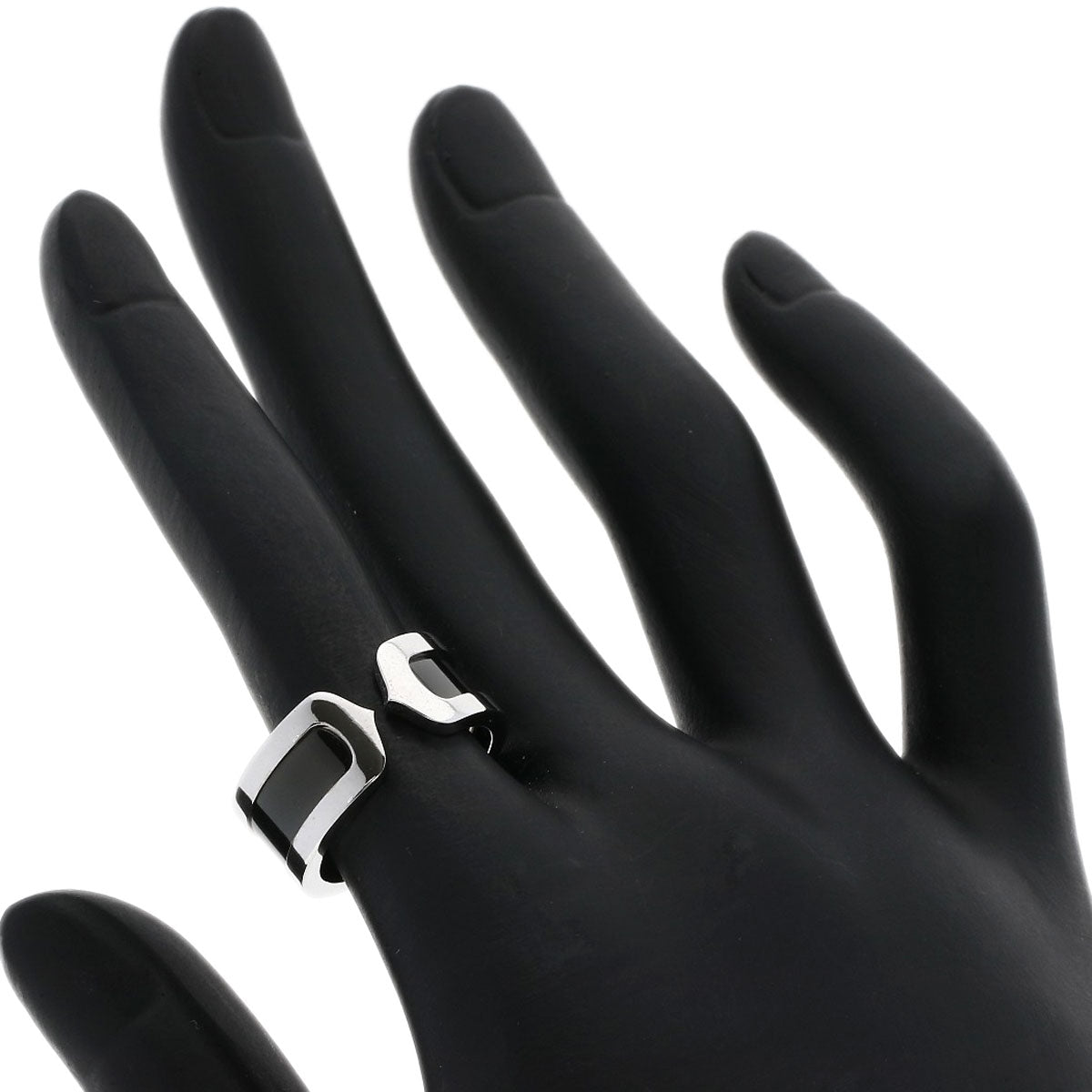 CARTIER   Ring C2 Black Lacquer #51 K18 White Gold Ladies