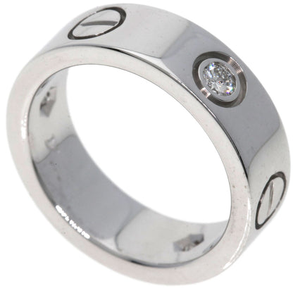 CARTIER   Ring love ring half diamond # 48 K18 White Gold Ladies