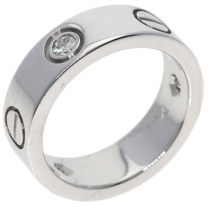 CARTIER   Ring love ring half diamond # 48 K18 White Gold Ladies