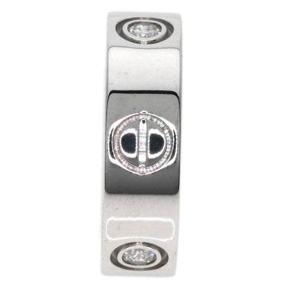 CARTIER   Ring love ring half diamond # 48 K18 White Gold Ladies