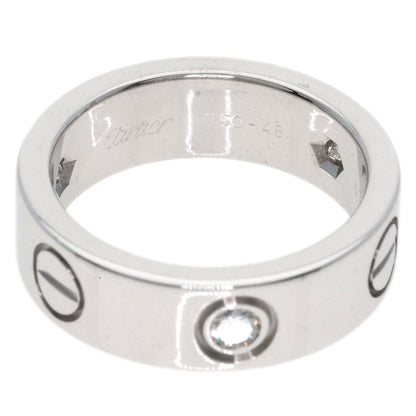 CARTIER   Ring love ring half diamond # 48 K18 White Gold Ladies