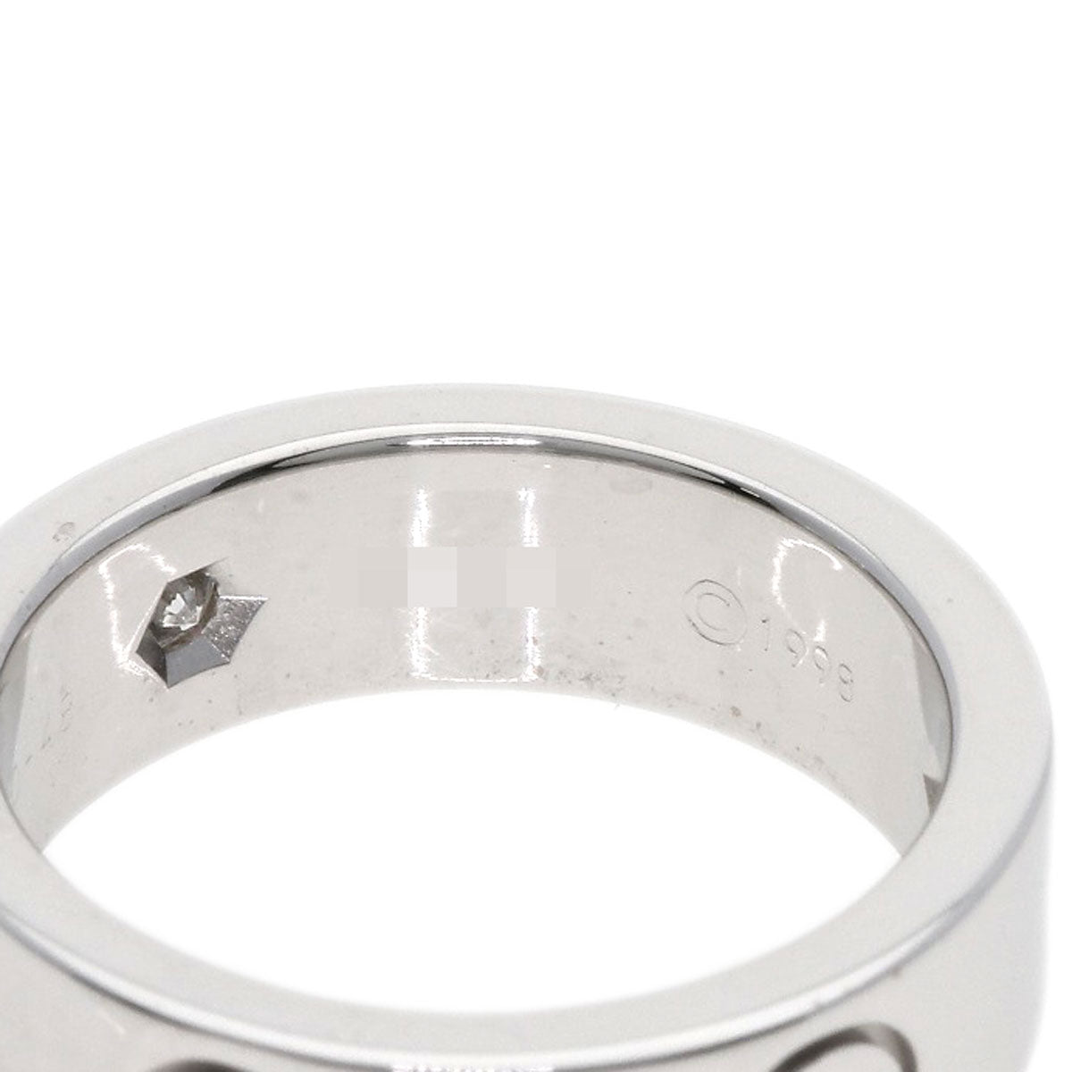 CARTIER   Ring love ring half diamond # 48 K18 White Gold Ladies