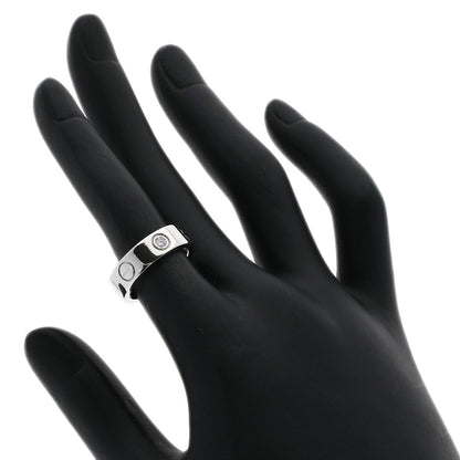 CARTIER   Ring love ring half diamond # 48 K18 White Gold Ladies