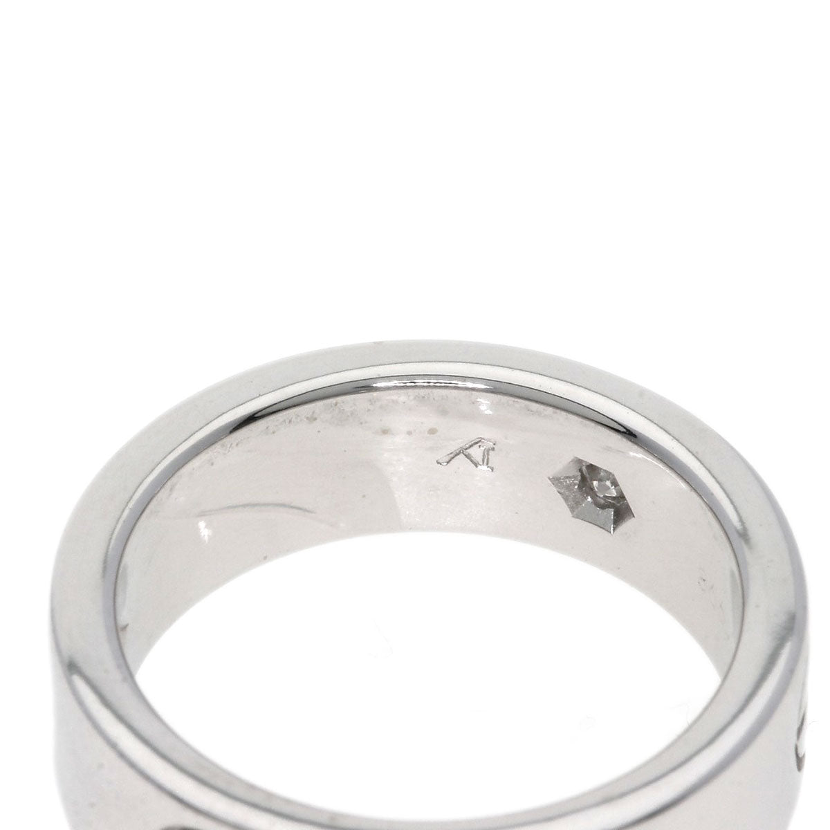 CARTIER   Ring love ring half diamond # 48 K18 White Gold Ladies