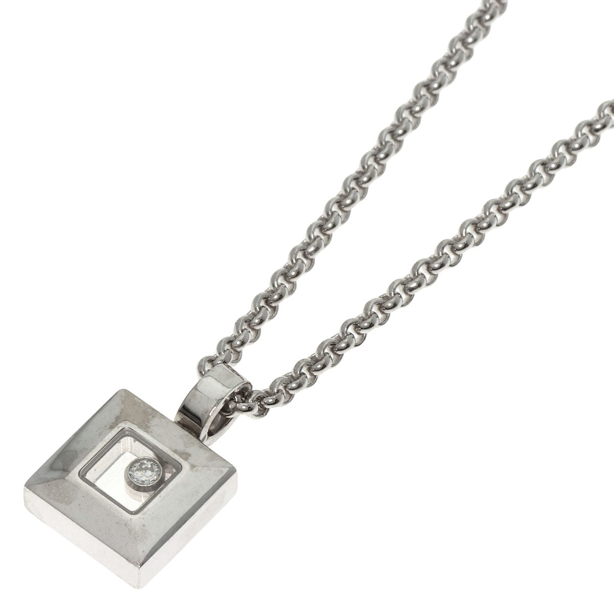 Chopard   Necklace Happy diamond square K18 White Gold Ladies