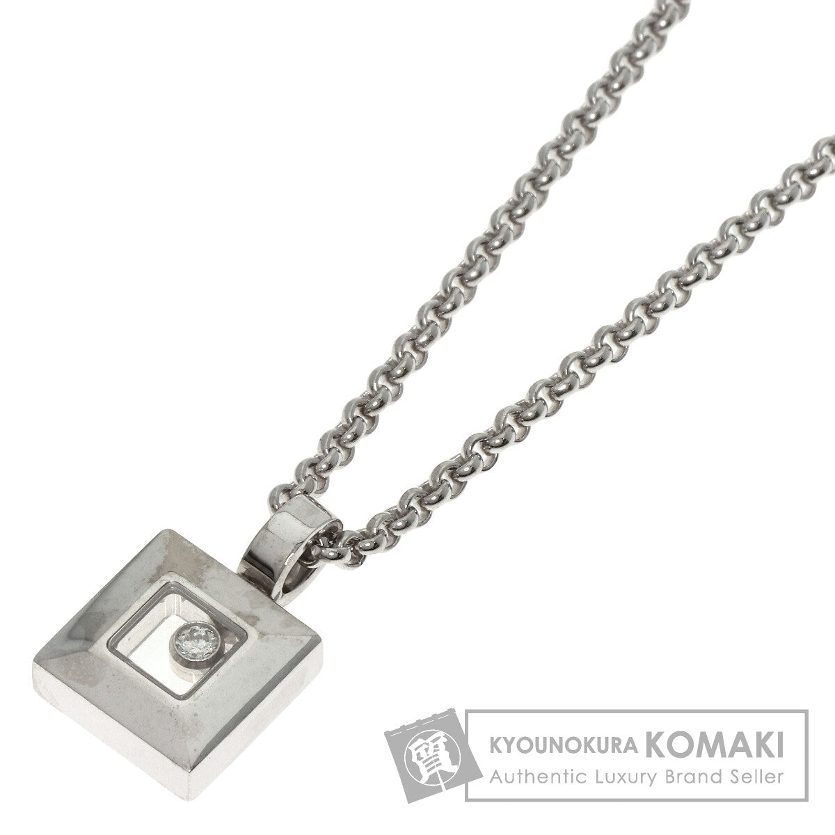 Chopard   Necklace Happy diamond square K18 White Gold Ladies