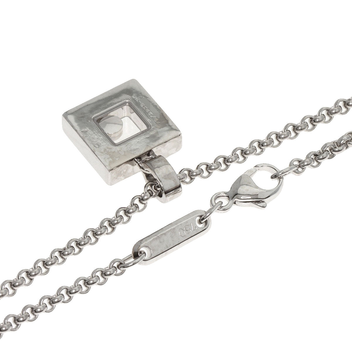 Chopard   Necklace Happy diamond square K18 White Gold Ladies