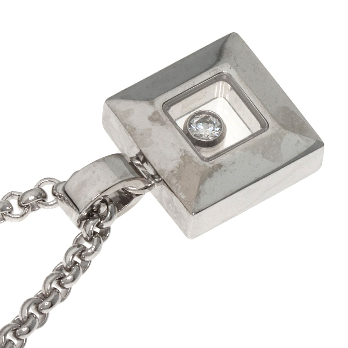 Chopard   Necklace Happy diamond square K18 White Gold Ladies