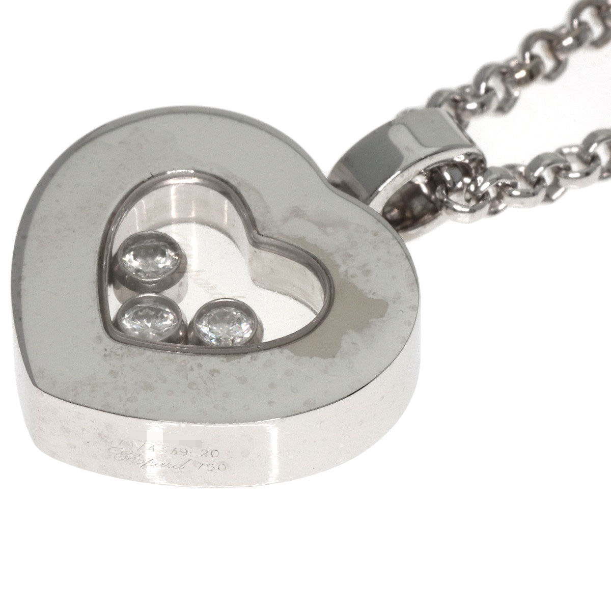 Chopard Happy diamond heart motif Necklace K18 White Gold Ladies [Used]