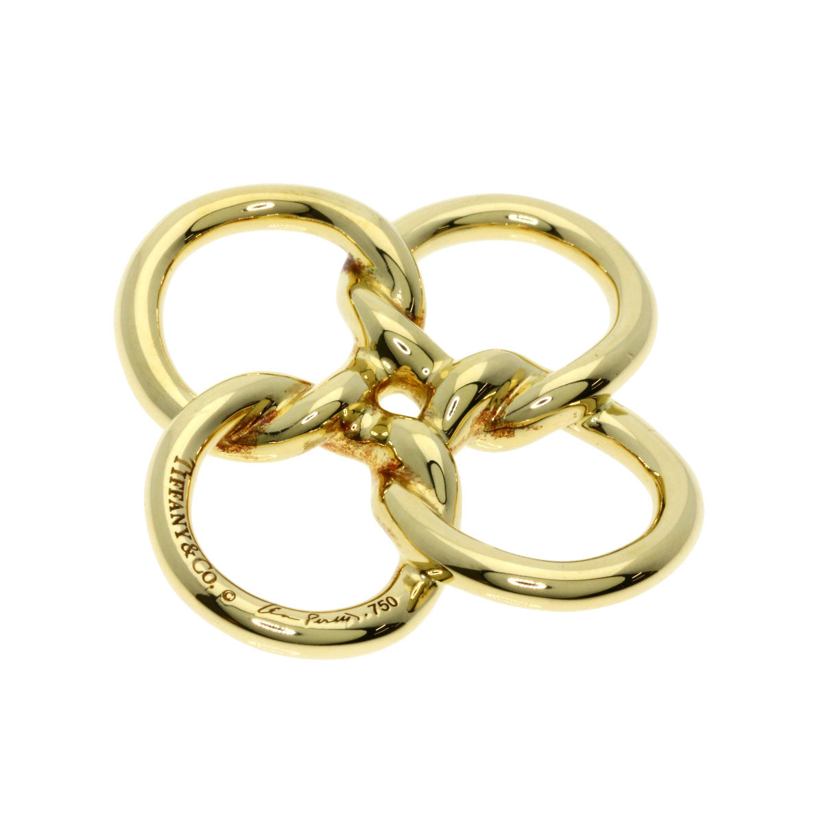 TIFFANY&Co.   Quadrofolio Clover with Black Cord Pendant top  K18 Yellow Gold Ladies [Used]