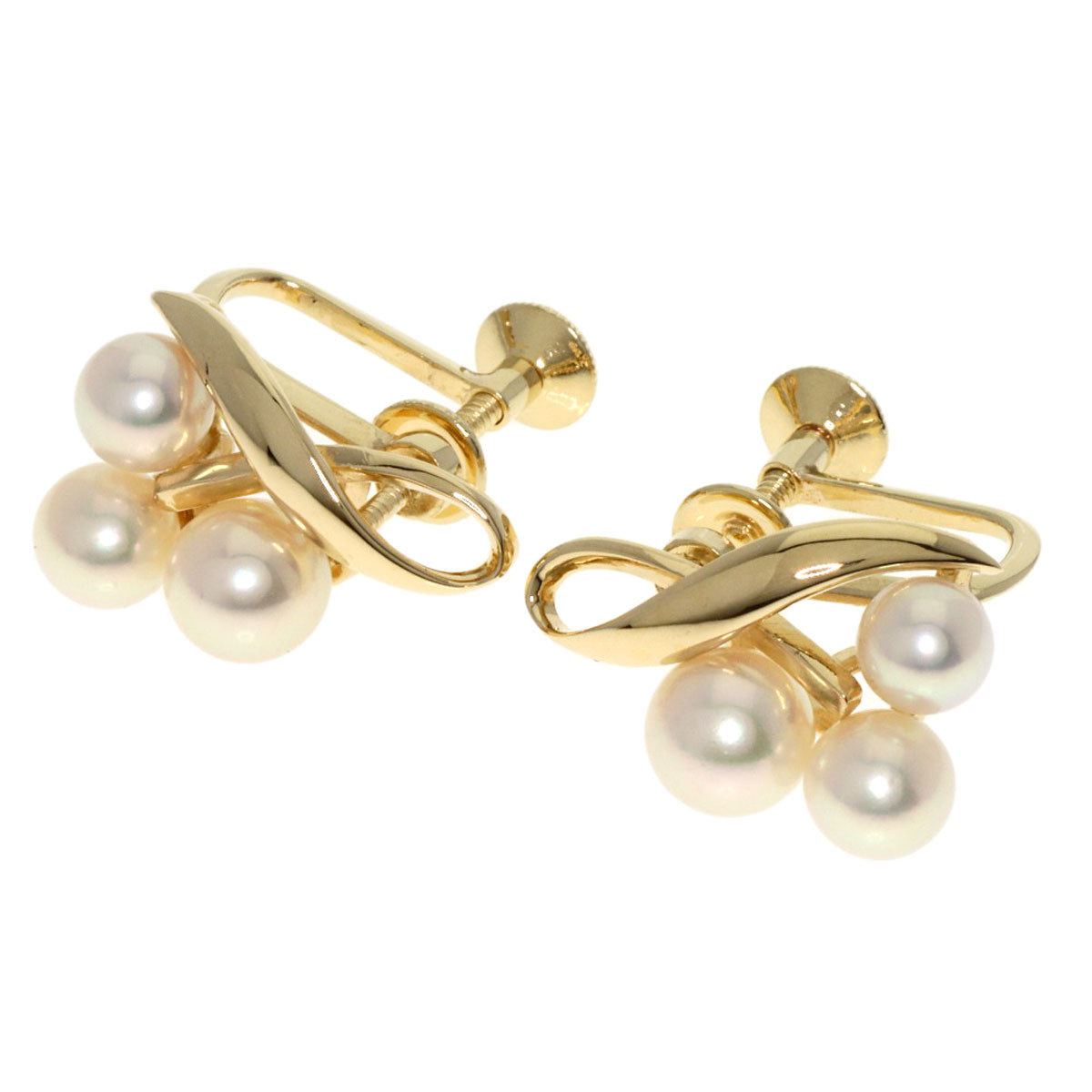 MIKIMOTO Pearl Pearl Earring K14 Yellow Gold Ladies [Used]