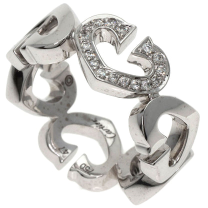 CARTIER   Ring C Heart Diamond #47 K18 White Gold Ladies