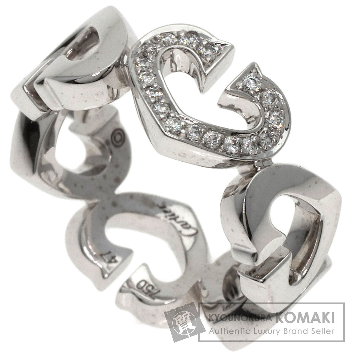 CARTIER   Ring C Heart Diamond #47 K18 White Gold Ladies