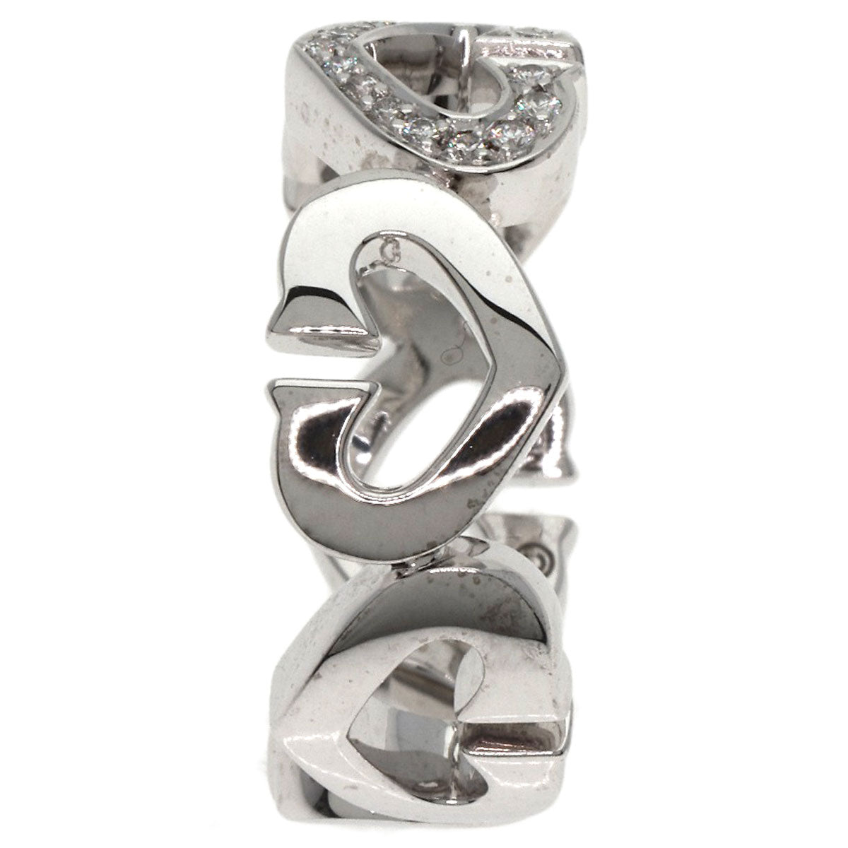 CARTIER   Ring C Heart Diamond #47 K18 White Gold Ladies