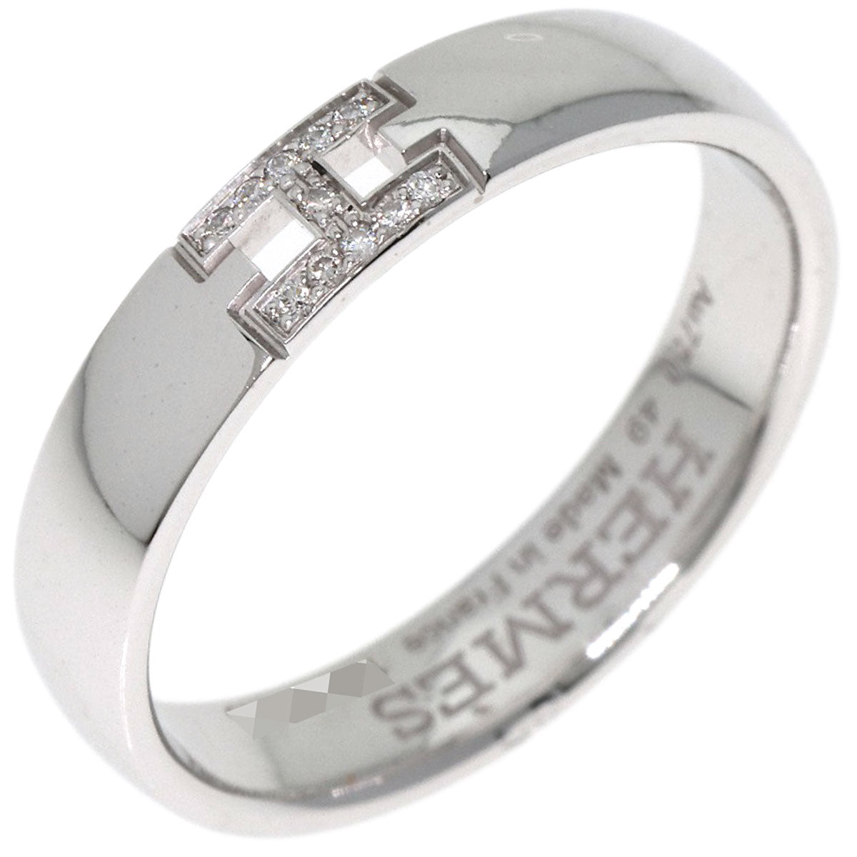 HERMES Ever Hercules Diamond #49 Ring K18 White Gold Ladies [Used]