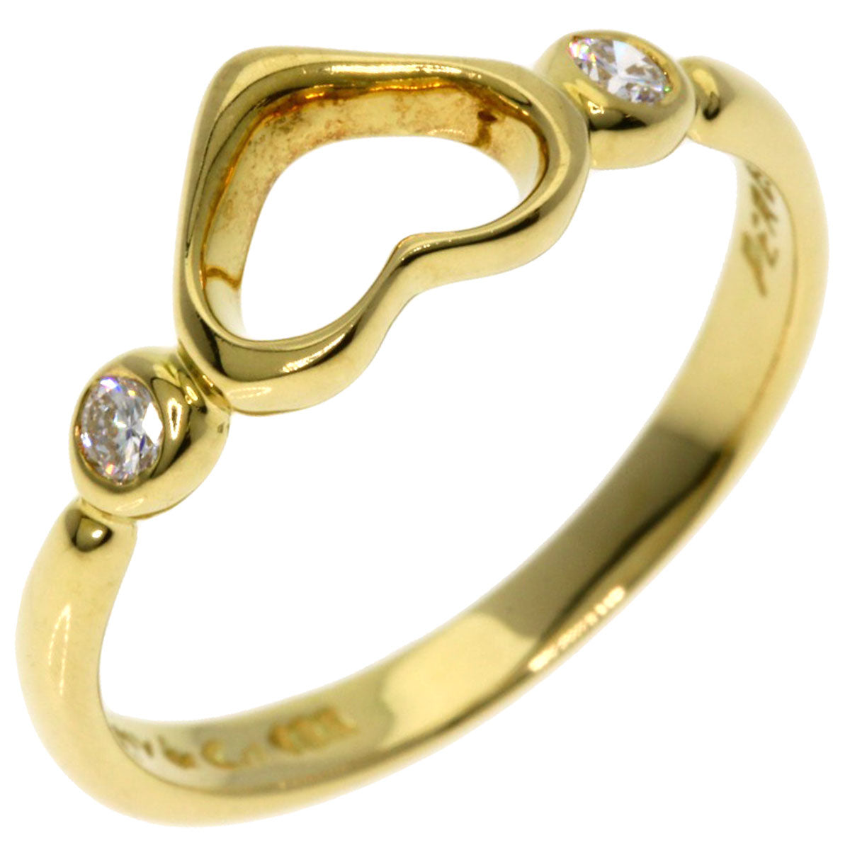 TIFFANY&Co.   Ring Open Heart 2P Diamond K18 Yellow Gold Ladies