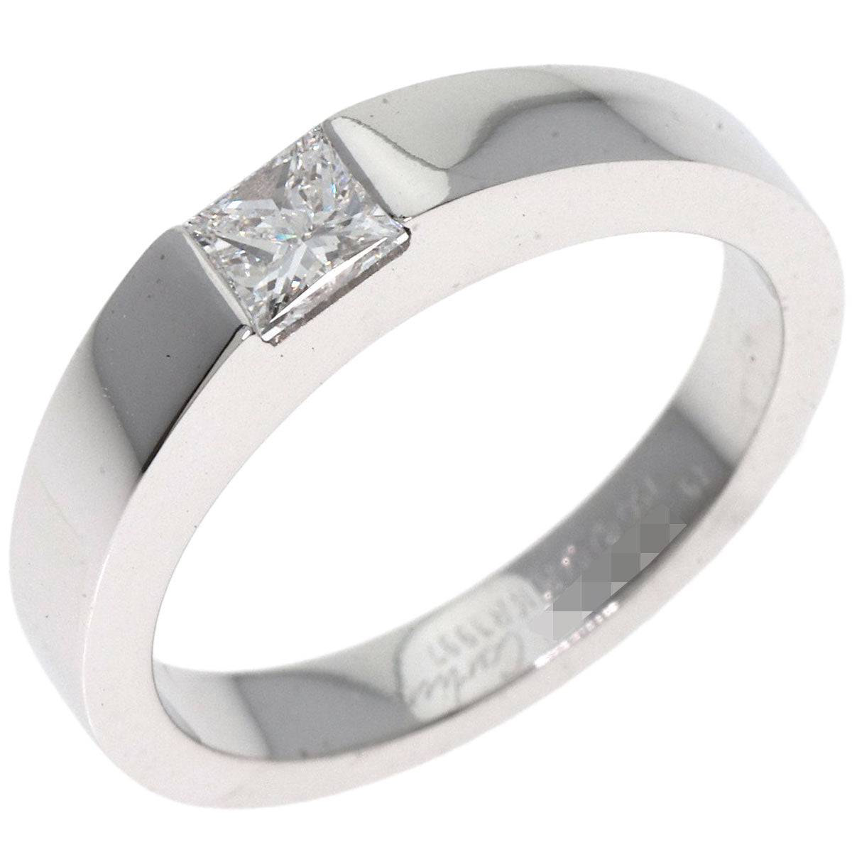 CARTIER   Ring Tank ring Diamond # 49 K18 White Gold Ladies