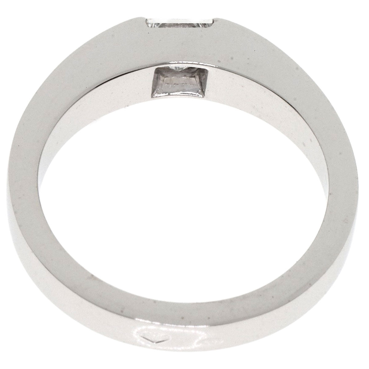 CARTIER   Ring Tank ring Diamond # 49 K18 White Gold Ladies