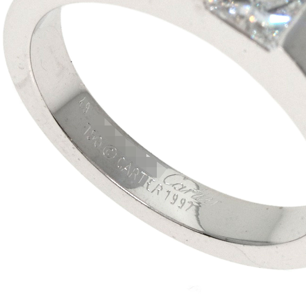 CARTIER   Ring Tank ring Diamond # 49 K18 White Gold Ladies