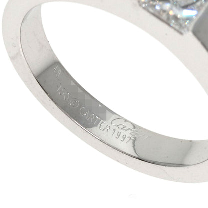 CARTIER   Ring Tank ring Diamond # 49 K18 White Gold Ladies