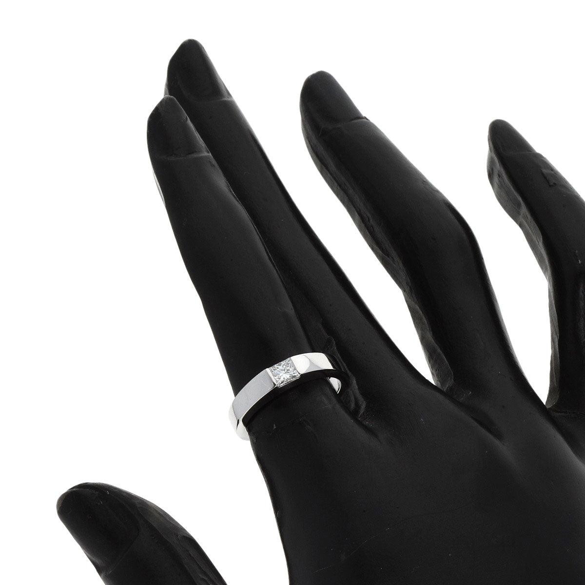 CARTIER   Ring Tank ring Diamond # 49 K18 White Gold Ladies