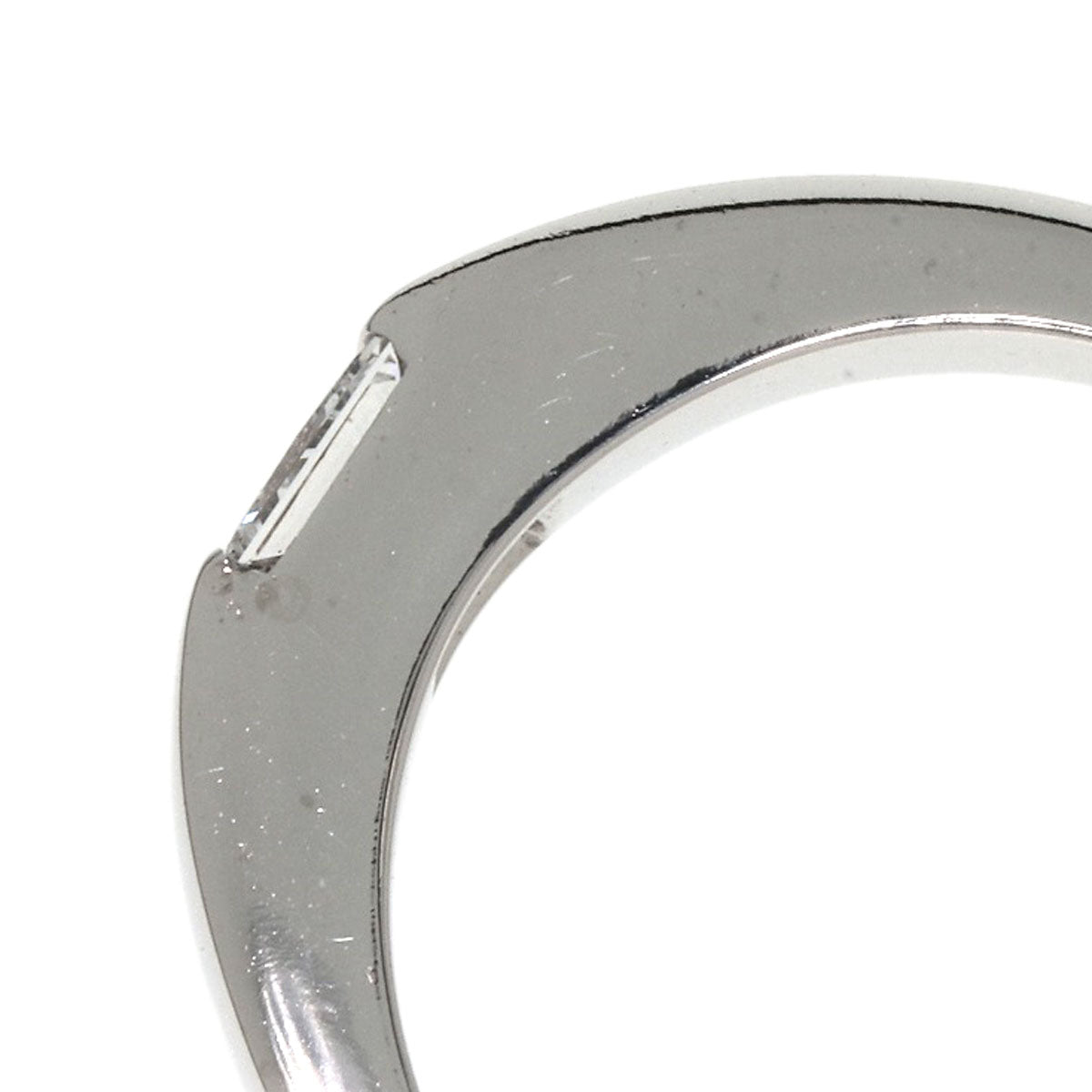 CARTIER   Ring Tank ring Diamond # 49 K18 White Gold Ladies