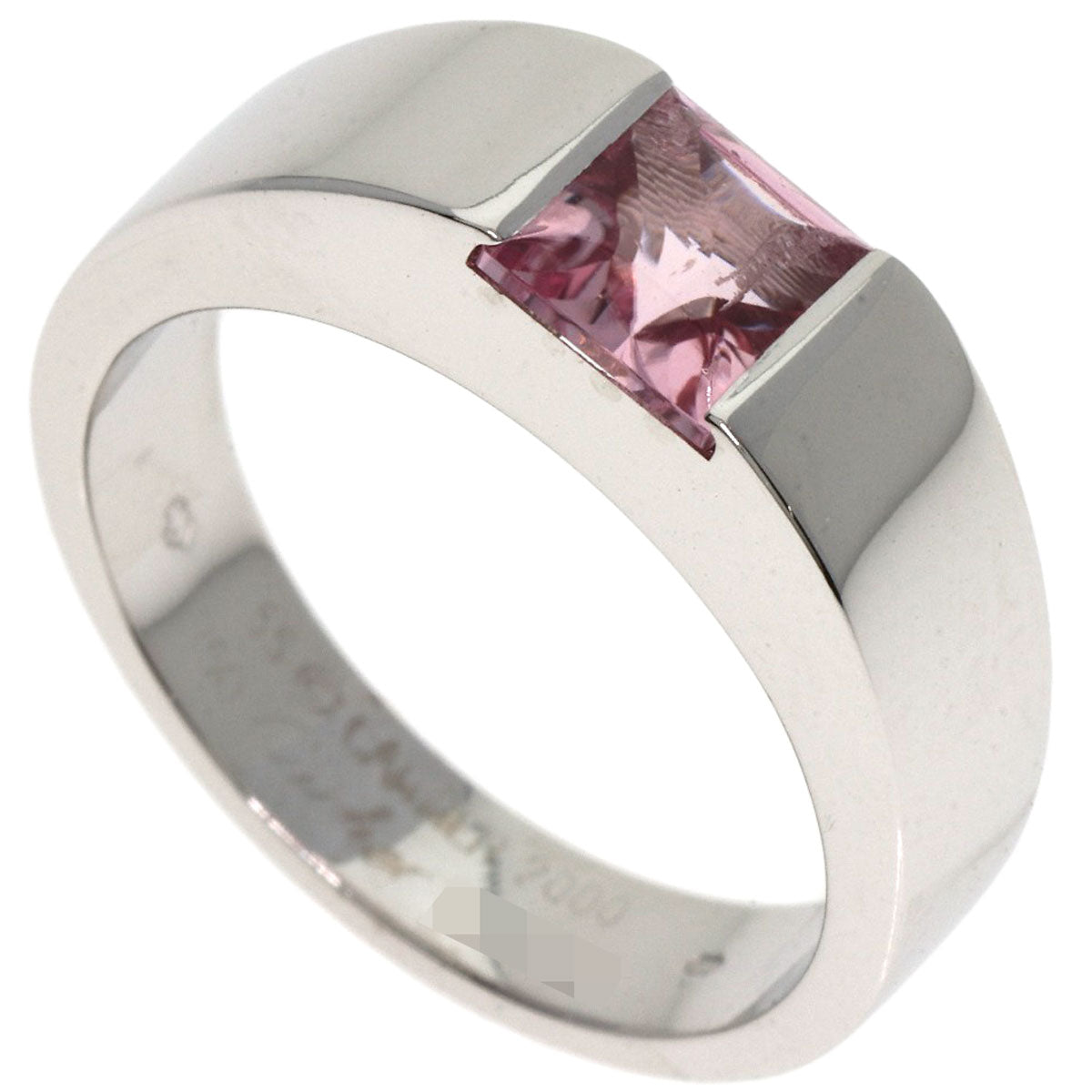 CARTIER   Ring Tank ring Pink Tourmaline #55 K18 White Gold Ladies