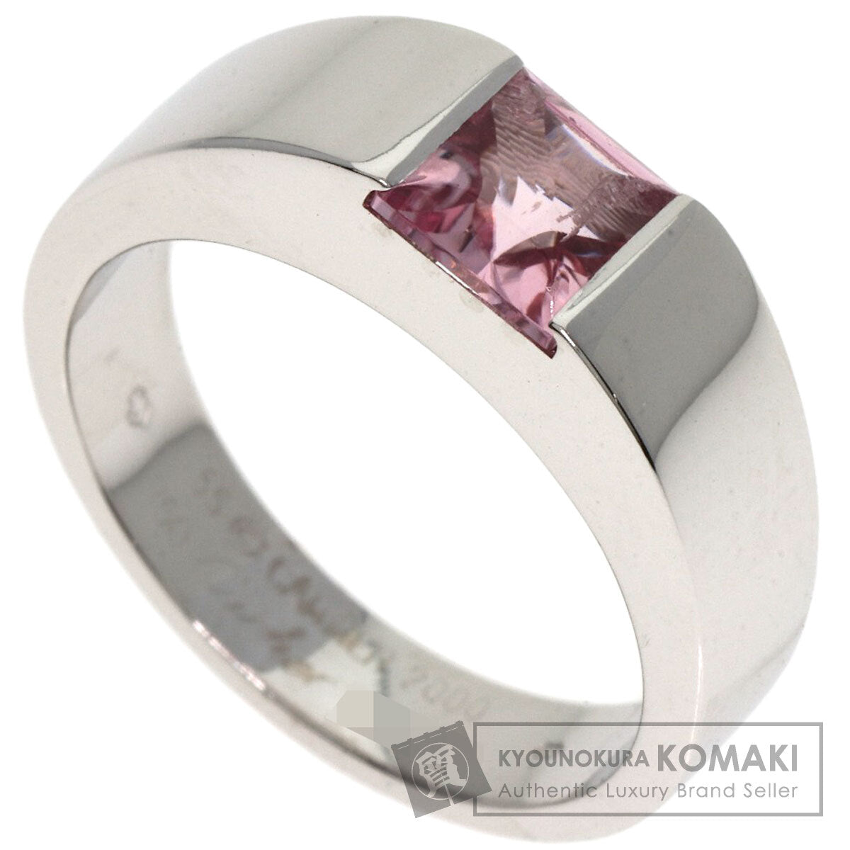 CARTIER   Ring Tank ring Pink Tourmaline #55 K18 White Gold Ladies