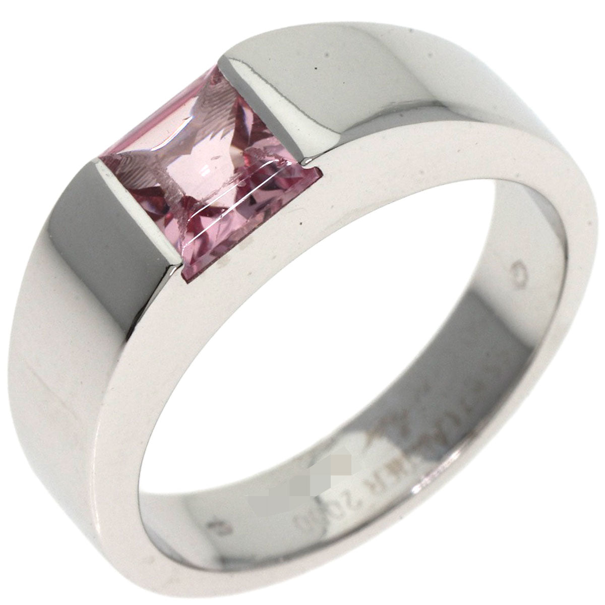 CARTIER   Ring Tank ring Pink Tourmaline #55 K18 White Gold Ladies