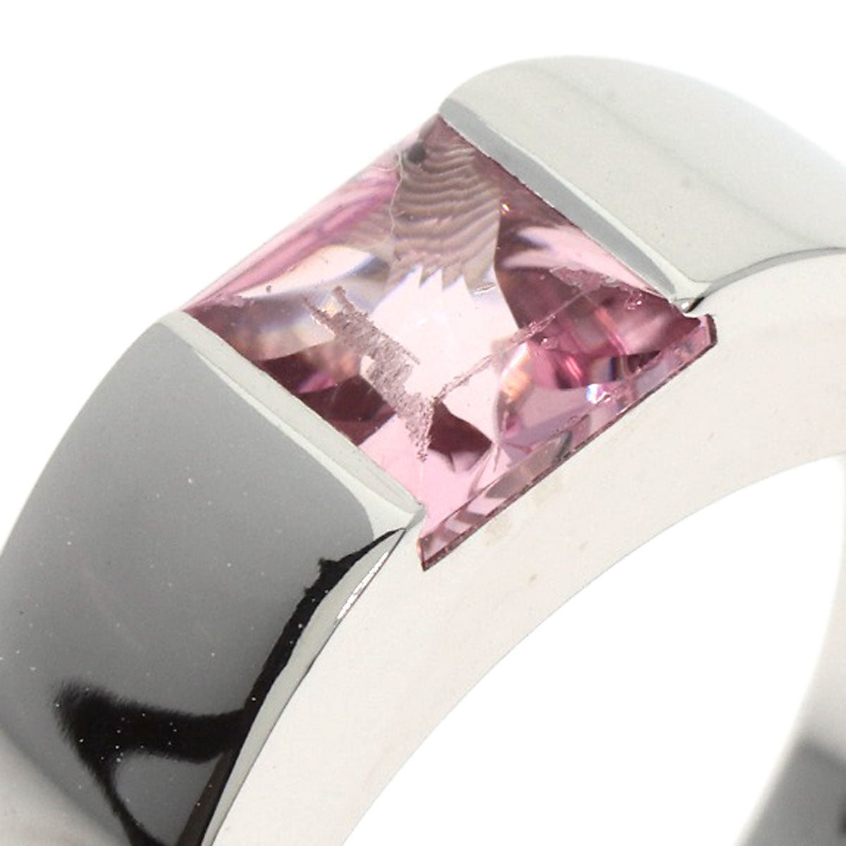 CARTIER   Ring Tank ring Pink Tourmaline #55 K18 White Gold Ladies