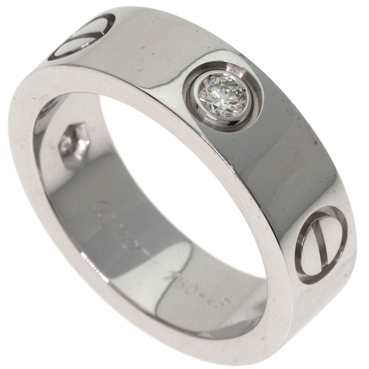 CARTIER love ring half diamond # 49 Ring K18 White Gold Ladies [Used]