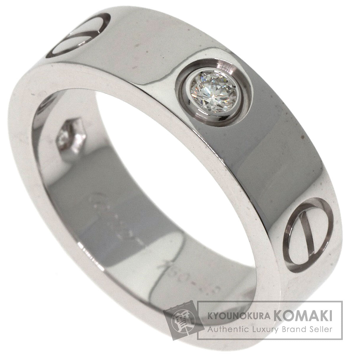 CARTIER love ring half diamond # 49 Ring K18 White Gold Ladies [Used]