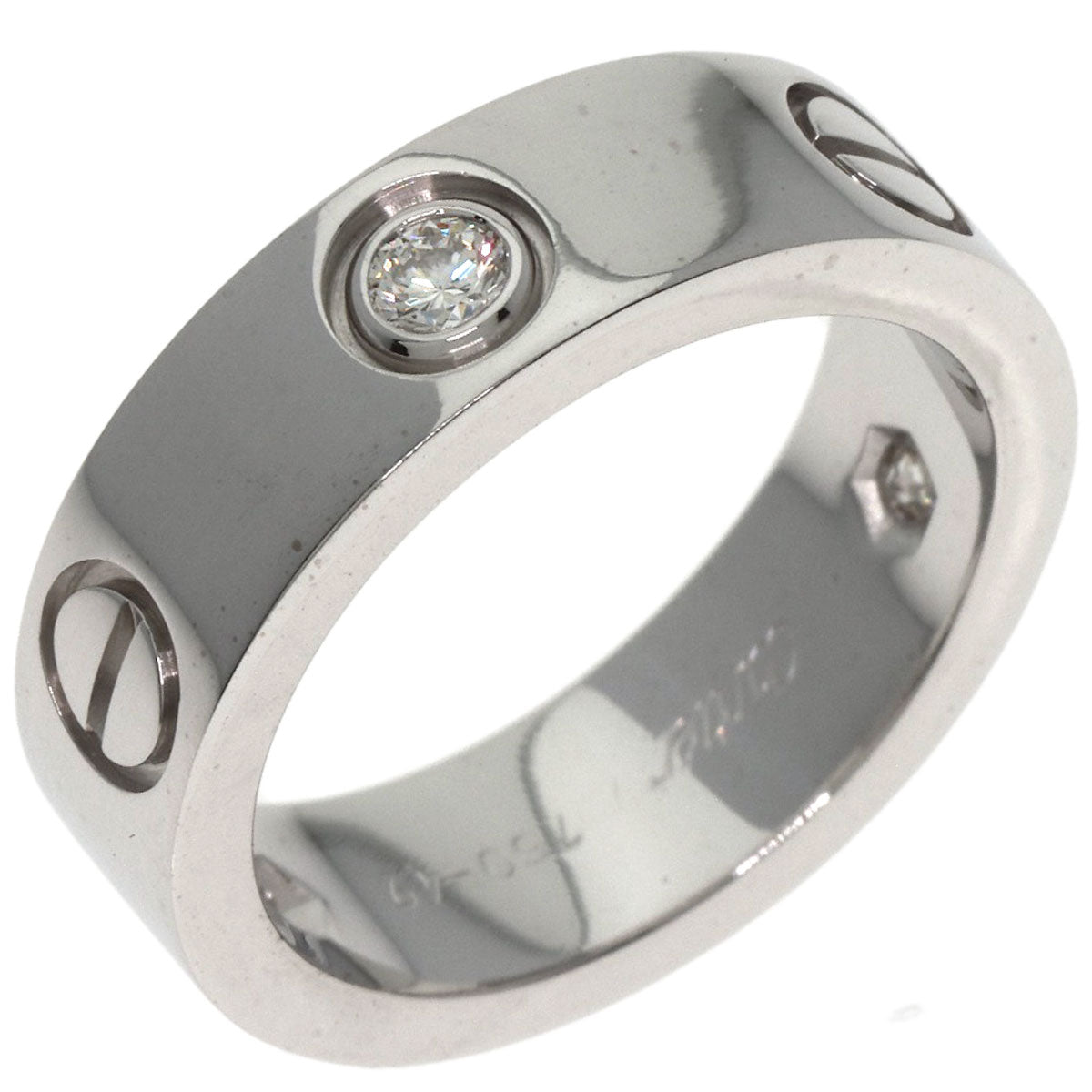 CARTIER love ring half diamond # 49 Ring K18 White Gold Ladies [Used]