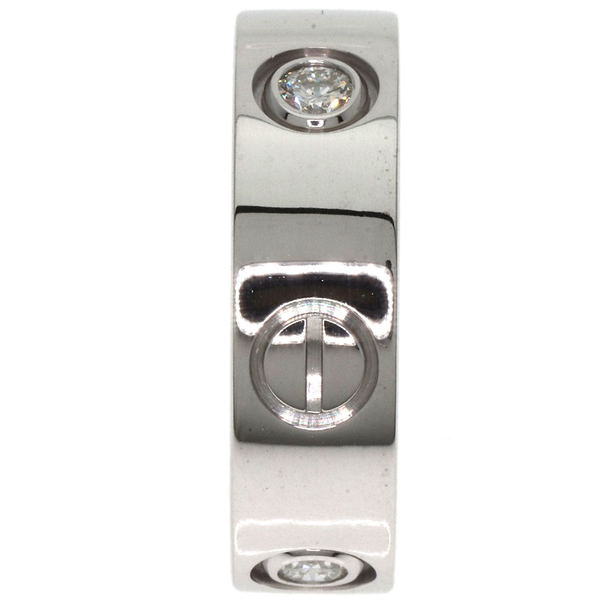 CARTIER love ring half diamond # 49 Ring K18 White Gold Ladies [Used]