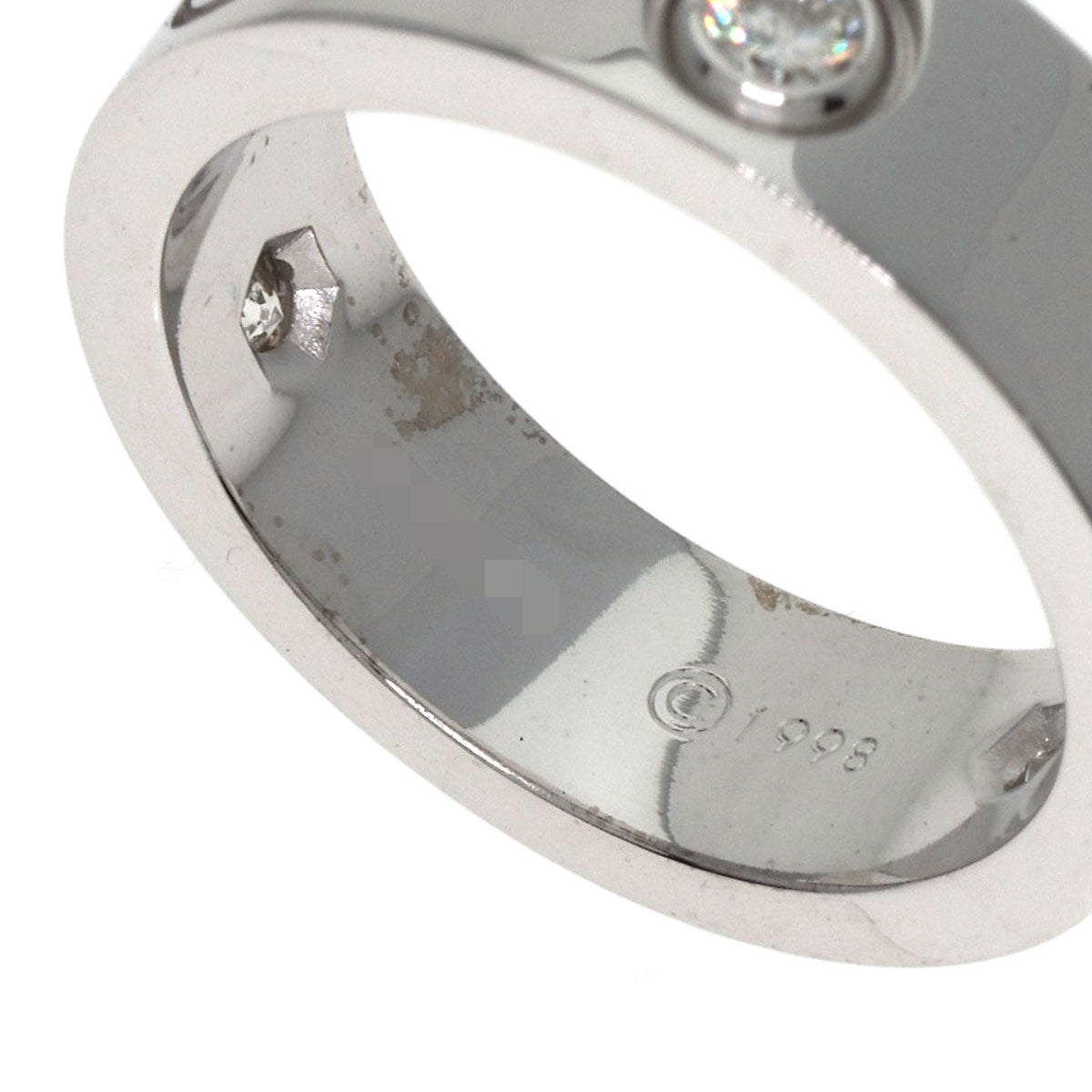 CARTIER love ring half diamond # 49 Ring K18 White Gold Ladies [Used]