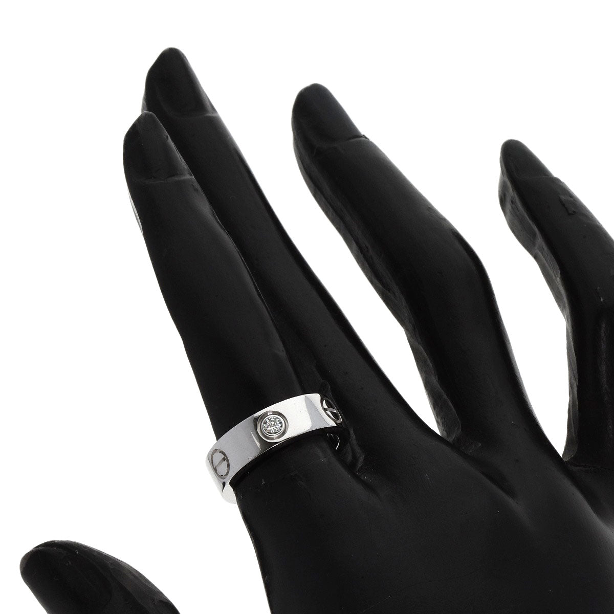 CARTIER love ring half diamond # 49 Ring K18 White Gold Ladies [Used]
