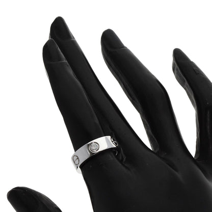 CARTIER love ring half diamond # 49 Ring K18 White Gold Ladies [Used]