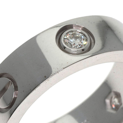 CARTIER love ring half diamond # 49 Ring K18 White Gold Ladies [Used]