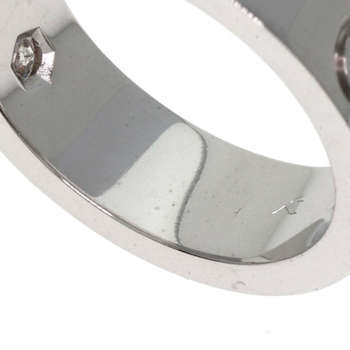 CARTIER love ring half diamond # 49 Ring K18 White Gold Ladies [Used]