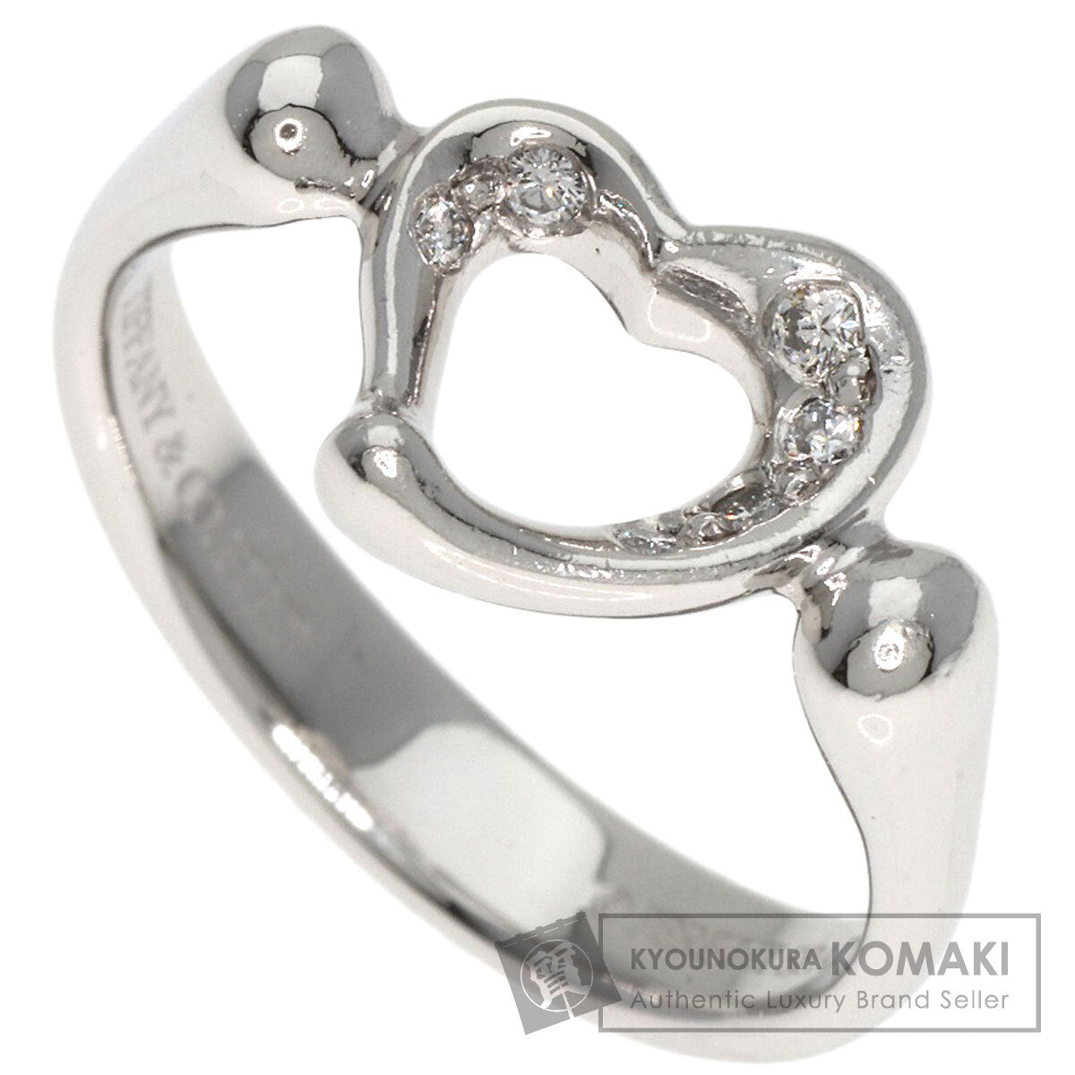 TIFFANY&Co. Open Heart Diamond Ring Platinum PT950 Ladies [Used]